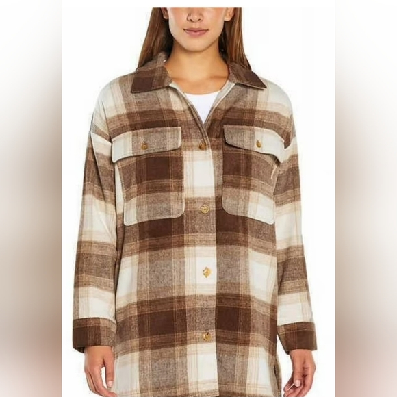 Banana Republic Jackets & Blazers - Banana Republic Brown and Cream Plaid Utility Jacket Size XXL